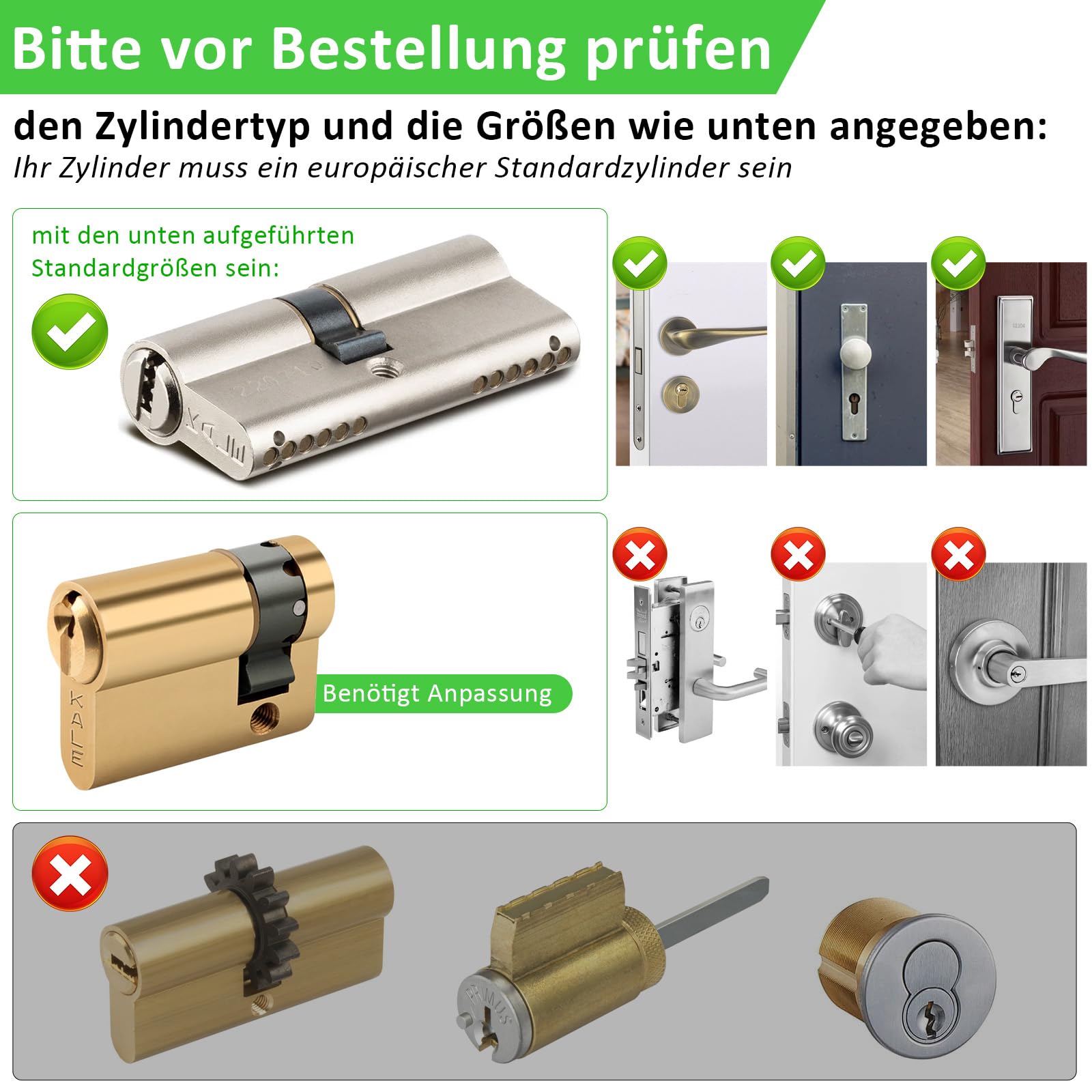 FITNATE Elektronisches Türschloss mit Fingerabdruck, 5-in-1 | App, Bluetooth, RFID, Passwort & Schlüssel, Verstellbar 60-80mm