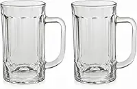 Canecas De Chopp 430ml - 2 Unidades - Em Vidro Reforçado – Estilo Taberna, Resistentes, Ideais Para Cerveja