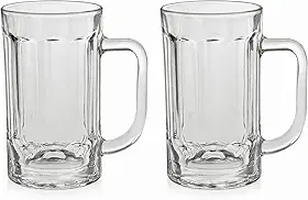 Canecas De Chopp 430ml - 2 Unidades - Em Vidro Reforçado – Estilo Taberna, Resistentes, Ideais Para Cerveja