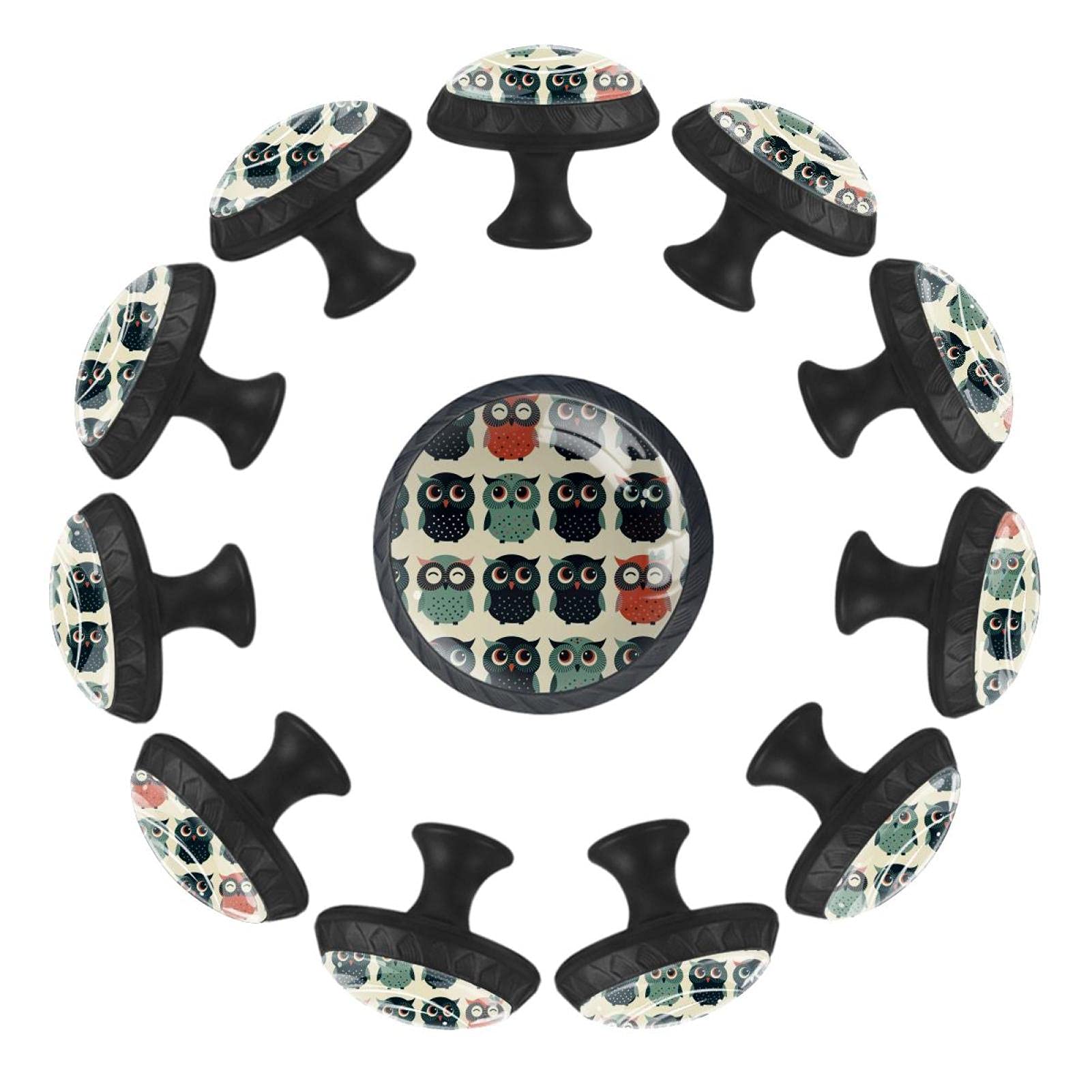 Boutons de tiroir ronds hiboux 35 mm (lot de 12) pour commode d'enfant