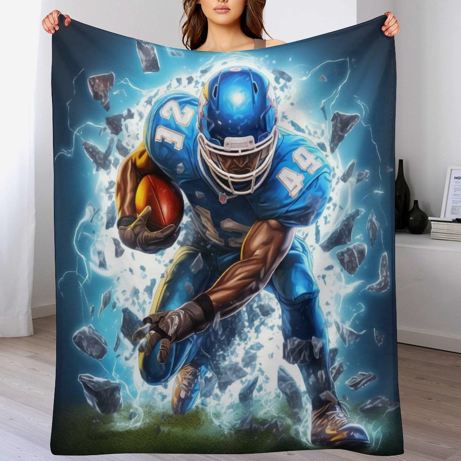 Couverture rugby en flannel 130x180 cm douce et chaude pour lit et canapé