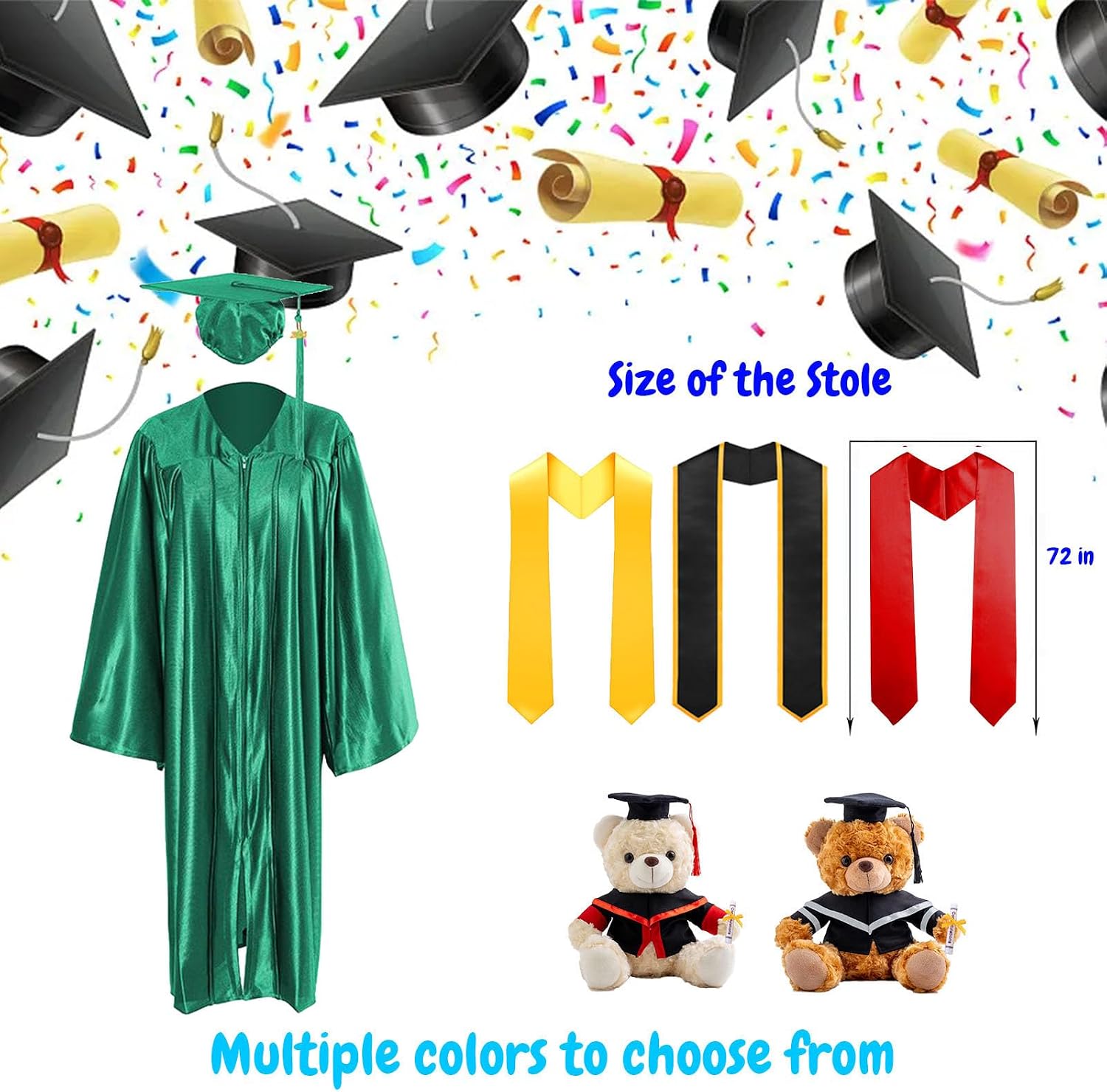 Custom Graduation Gown and Cap 2026, Personalized Graduation Cap and Gown with Grad Stole for High School College