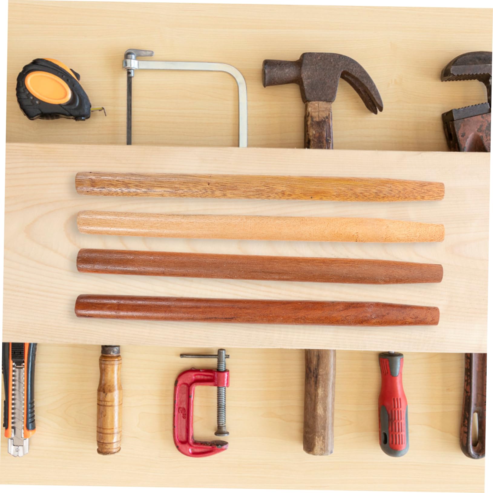 BESTonZON 4 Stück Holzstiel für Werkzeuge mit Langem Ergonomischem Griff Hartholz Ersatz Griff für Schaufeln und Hacken für Gartenarbeit und Landwirtschaft