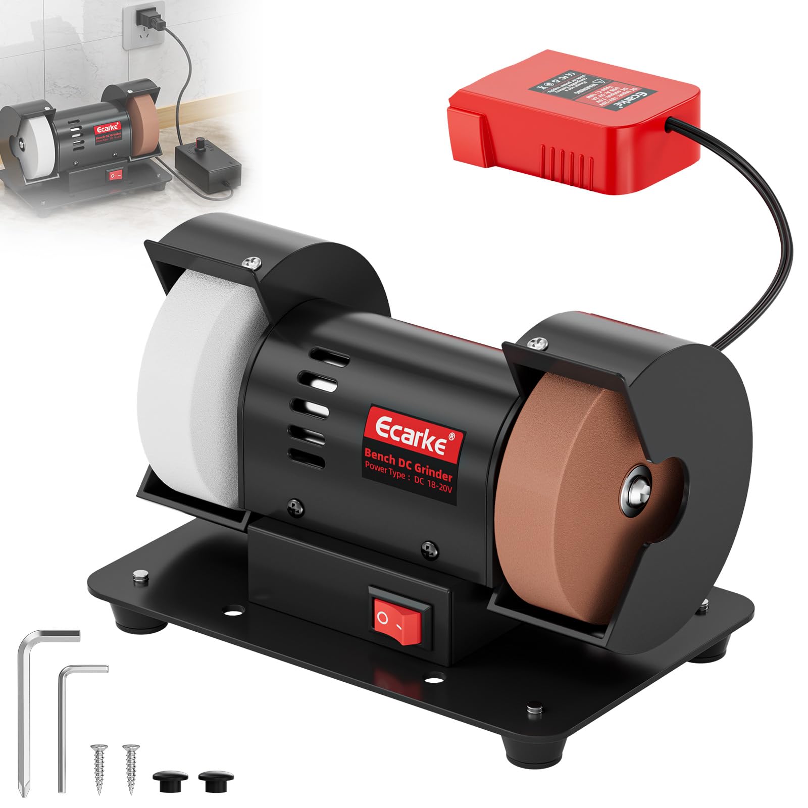 Ecarke 3" Mini Bench Grinder - DeWalt 20V Compatible -10