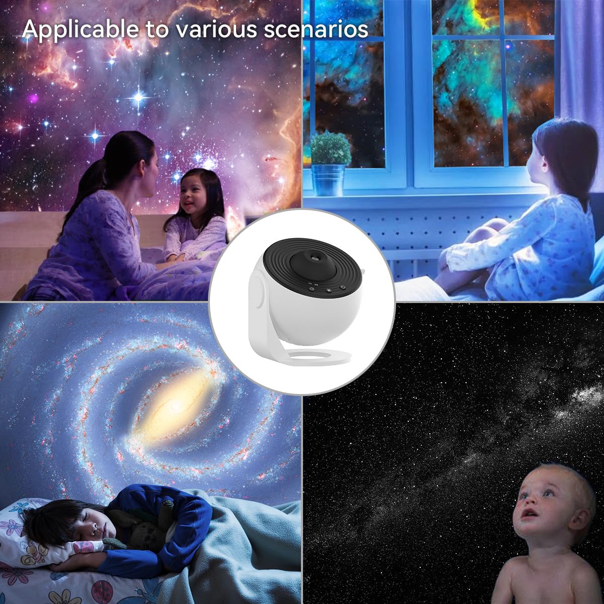 Proiettore a stelle HD, per bambini, luce galassia, pulsante regolabile, 13 stelle intercambiabili
