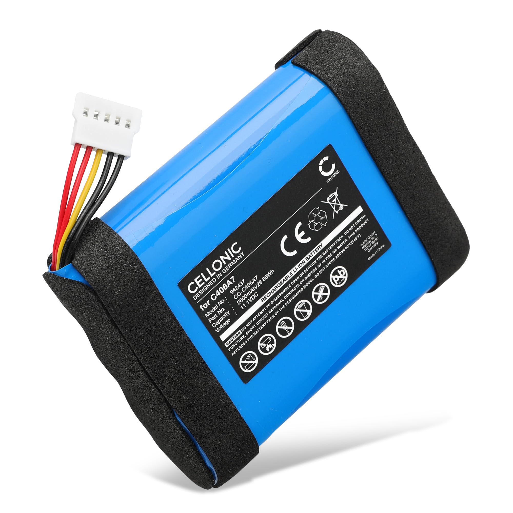 CELLONIC 1x Batterie pour Enceinte Compatible avec Marshall Middleton, C406A7 - (2600mAh, 11.1V)