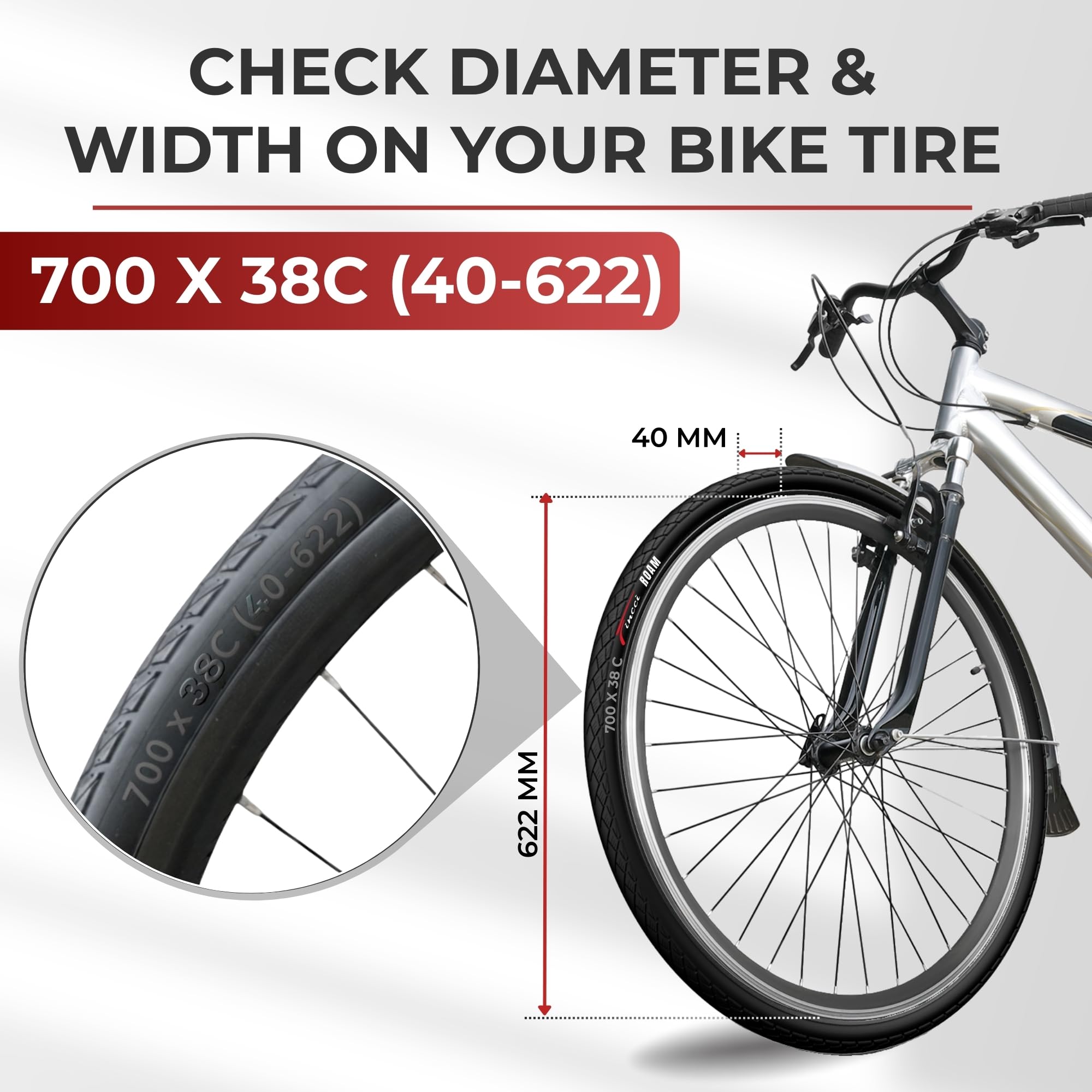 Fincci Opony rowerowe 700x38c - para składanych opon 700c z nylonowym zabezpieczeniem przed przebiciem 1 mm - opona miejska 40-622, 30 TPI do rowerów miejskich, elektrycznych, hybrydowych, szosowych i