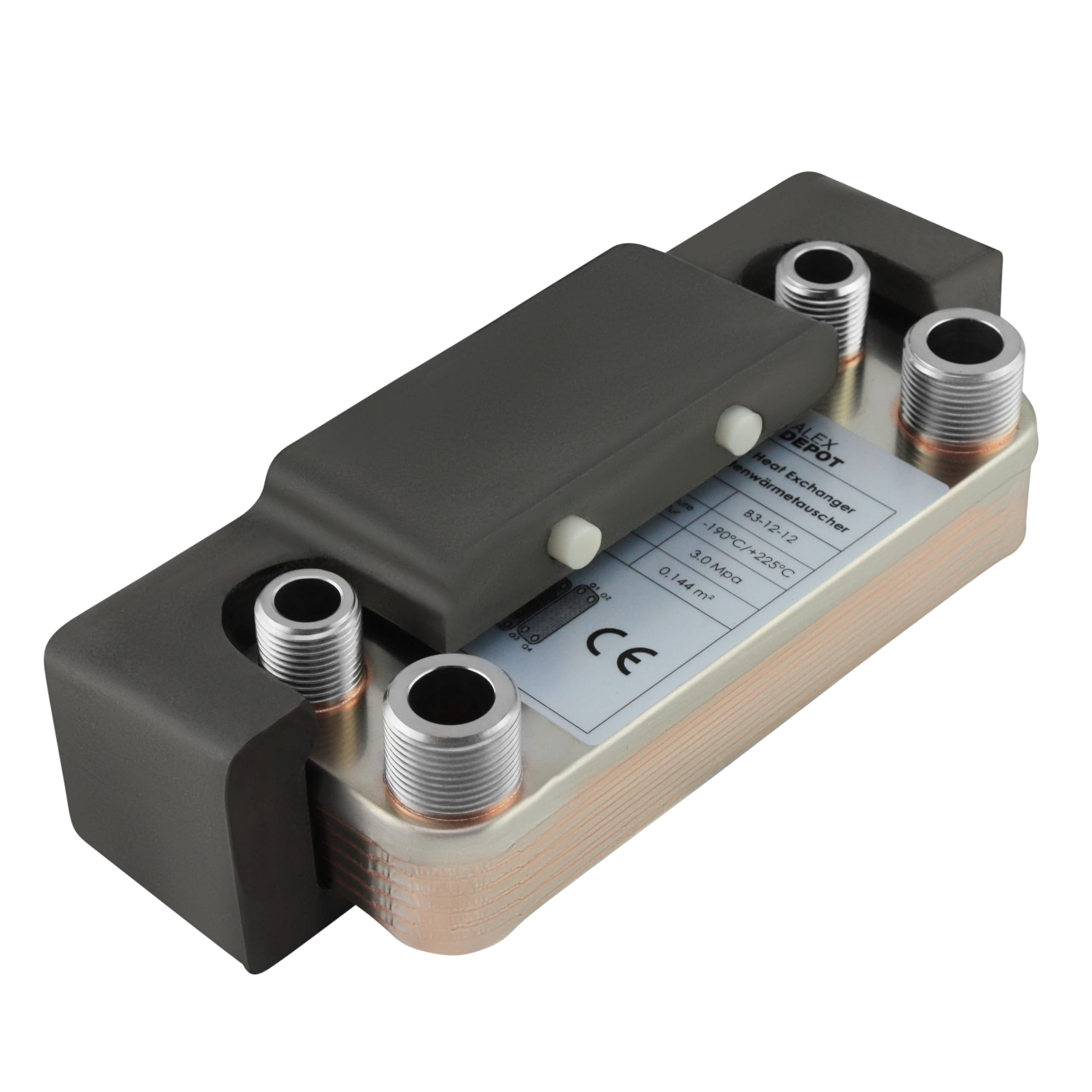 Intercambiador de calor de placas de acero inoxidable + aislamiento B3-12-12 con conexiones de 2x1/2 y 2x3/4 pulgadas. Calefacción solar de 45kW (PWT+Iso)