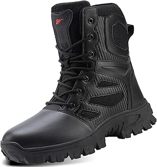 IYVW 2021 Shoes Work Utility Footwear Military Tactical Mens Army Outdoor Sports Camping Hiking Work Combat Lace Up Breathable High Top Side Zipper Desert Leather Shoe Boots