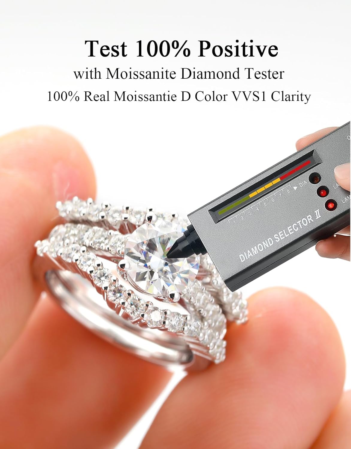 Moissanite Bridal Ring Sets for Women,3ct Round Cut D Color VVS1,S925 Sterling Silver with 18K White Gold Plated Engagement promise anniversary Wedding Bands Valentine's Day Gift（size 4-11） - Image 2