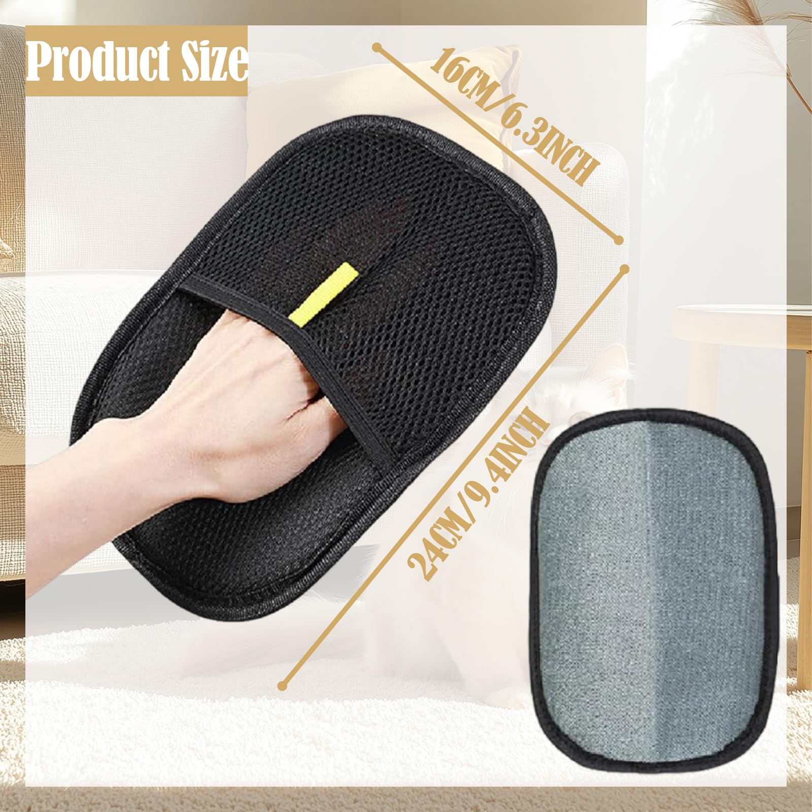 Cat Grooming Glove, Pet Hair Removal Glove, 2 Pcs 6.29 * 9.44INCH Pet Grooming Kit for Cleaning Pet Hair On Carpets Sofas - Image 2