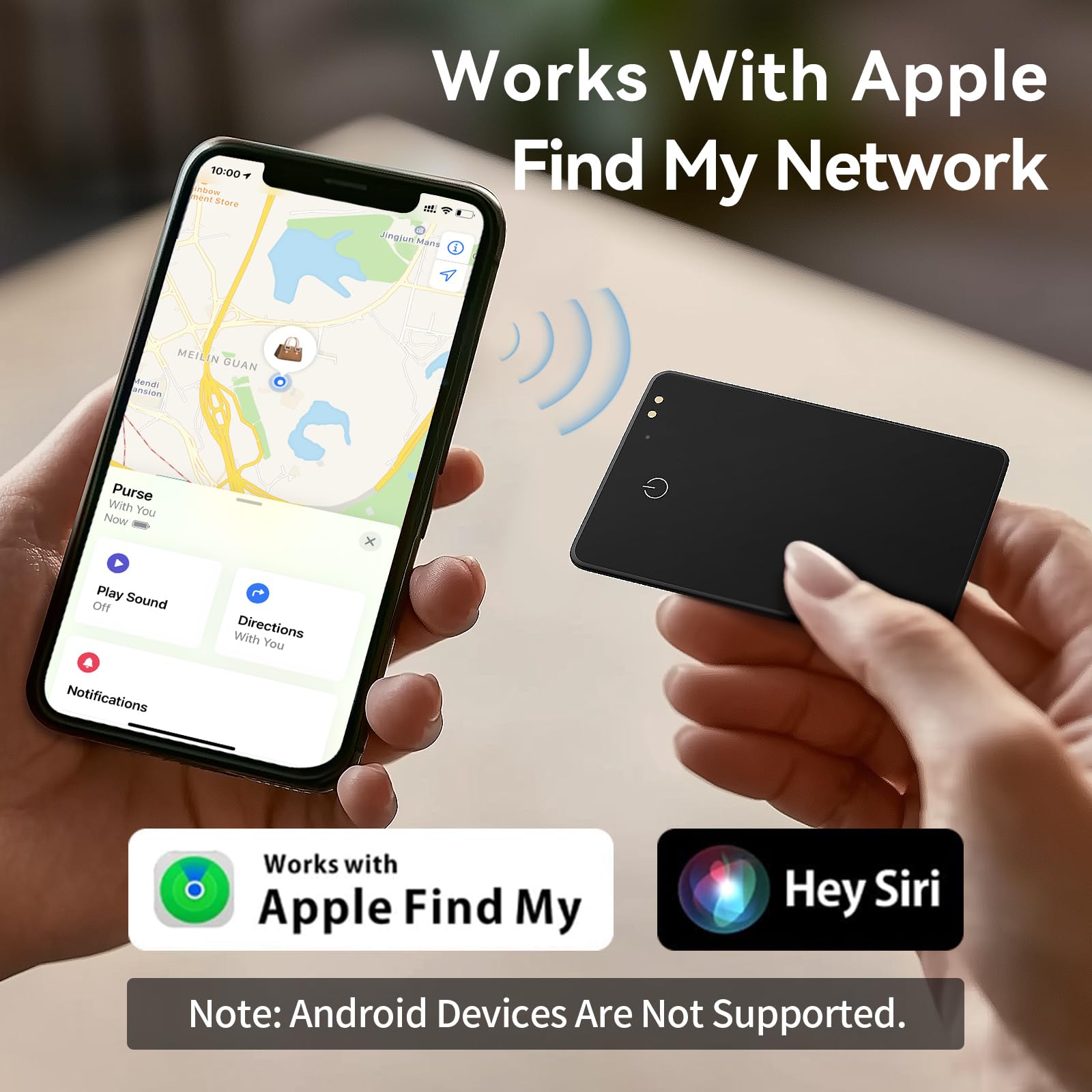 Wallet Tracker Card 2mm, Smart Air Tag con blocco RFID, ricaricabile via USB, impermeabile IP67, funziona con l'app Apple Find My (solo iOS) Per trovare e tenere sotto controllo le vostre cose.