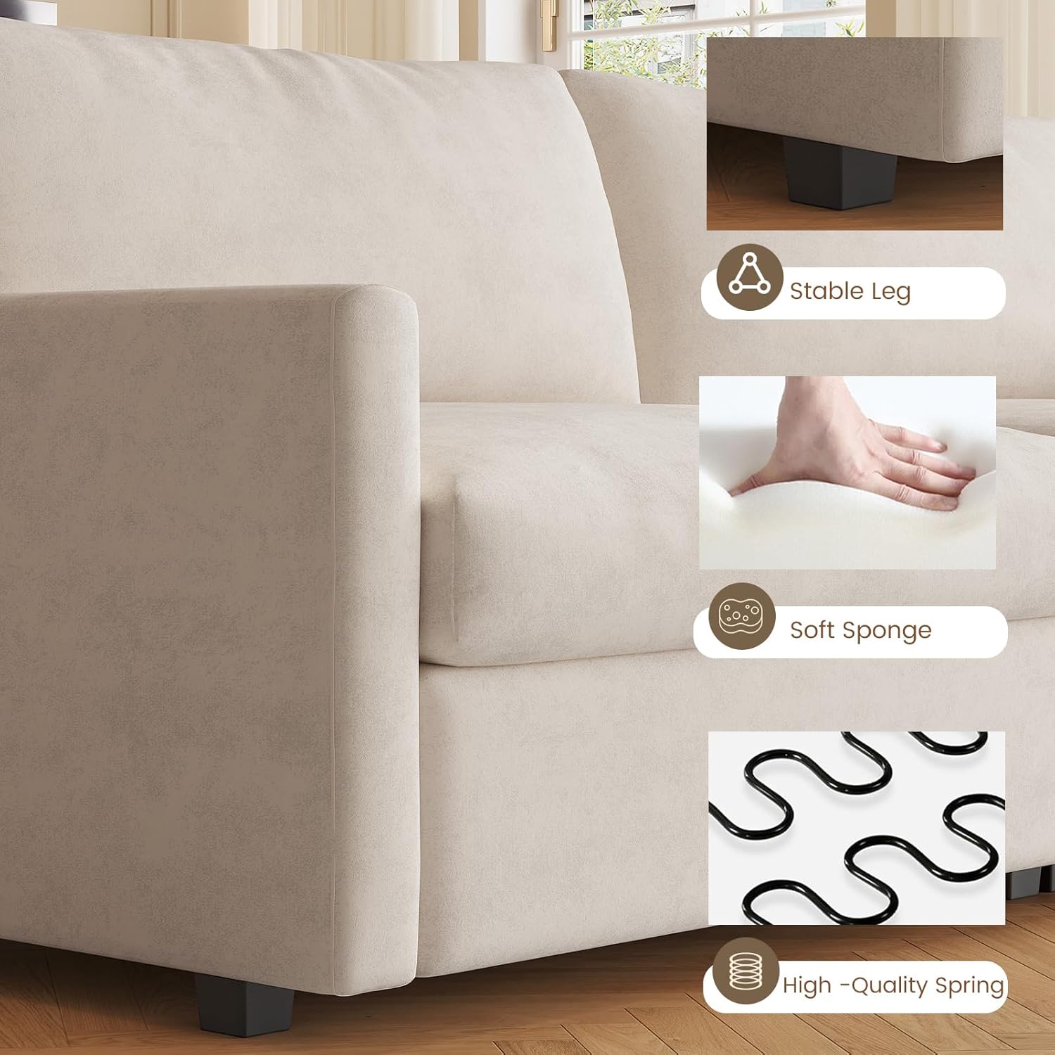 Oversized Loveseat Sofa, Modern 2-Seat Sofa with Extra Wide and Deep Cushions, 2 Seater Sofa Couch for Living Room, Bedroom, Office, Beige, 70.07" L