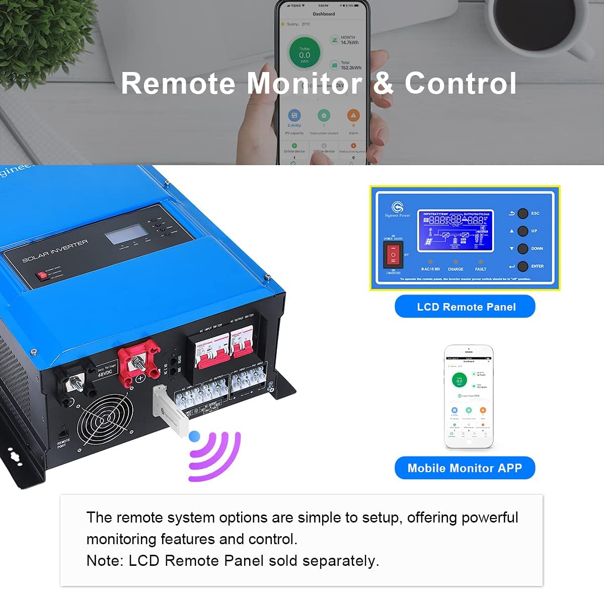 Sigineer Power Solar Inverter,12000W 48V DC to 120V 240V AC Pure Sine Wave Inverter,Built-in 120A MPPT Solar Charge Controller,Split Phase,Low Frequency,for House Off Grid Solar System : Patio, Lawn & Garden