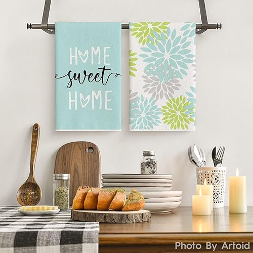 Miniatura 2 de Artoid Mode Blue Home Sweet Home - Juego de 2 toallas de cocina bohemias, 18 x 26 pulgadas, decoración de primavera