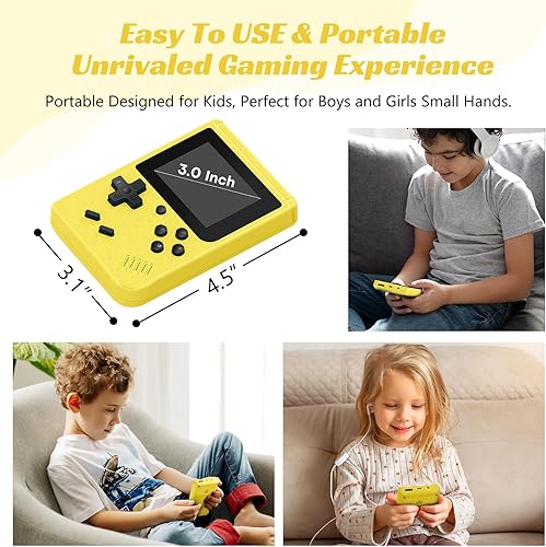 Miniatura 6 de Consola de juegos de mano retro, reproductor de videojuegos portátil con pantalla IPS de 3.0 pulgadas y batería recargable (amarillo)