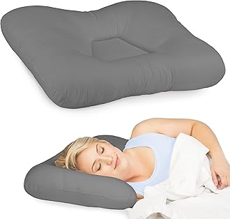 Core Products Tri-Core Cervical Support Pillow – Firm Orthopedic Neck Pillow for Pain Relief, Back and Side Sleepers – Ergonomic Contour Pillow – Assembled in USA, Full Size, Gray