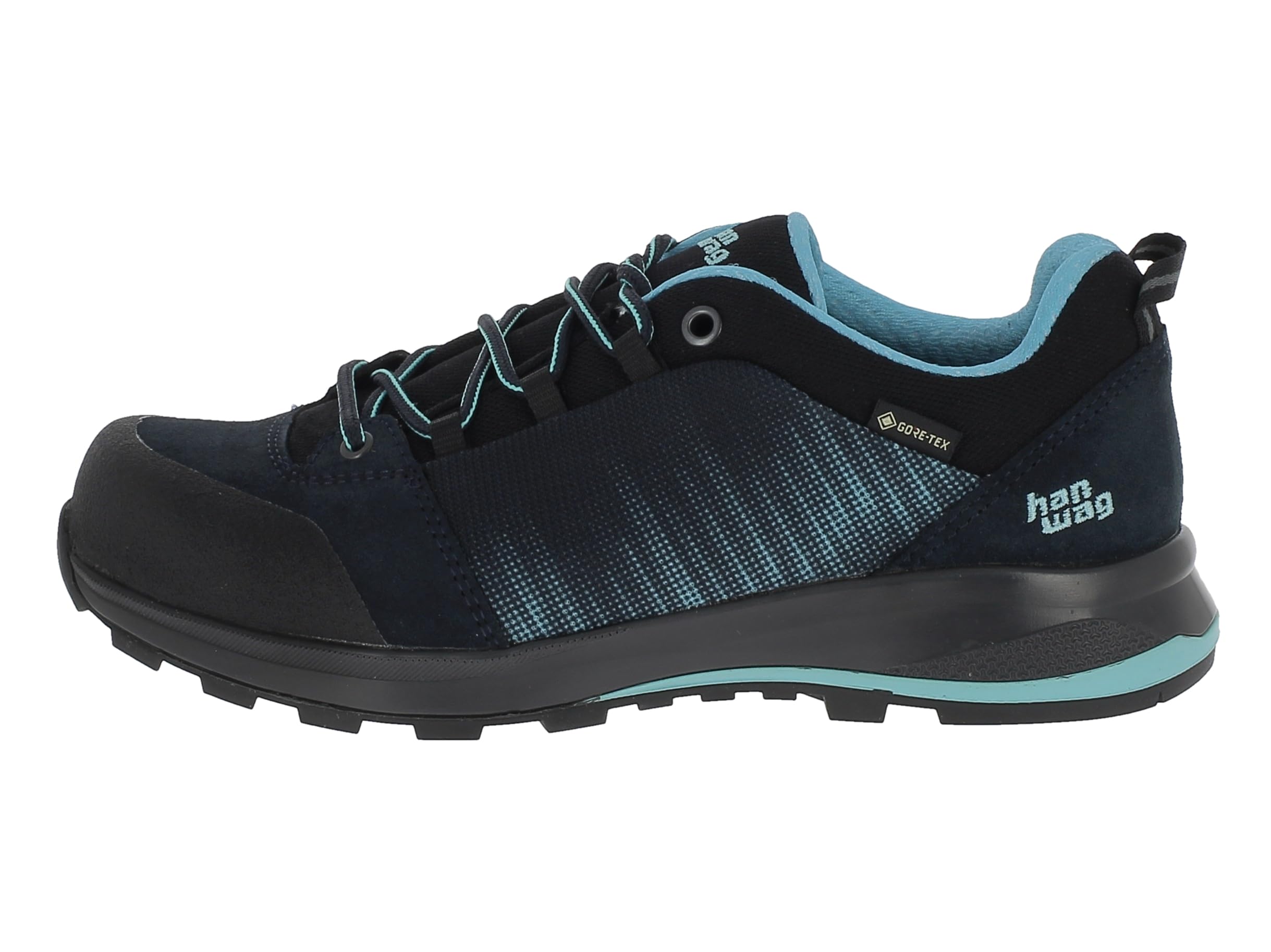 Hanwag Klarsby Low Bunion Lady GTX wasserdichte und breite Damen Wanderhalbschuhe speziell für Hallux Füße geeignet Navy/Sky EU 37,5