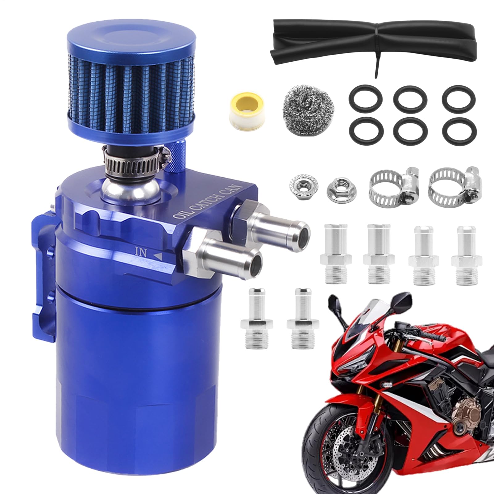 Pobine olio - Serbatoio separatore olio in alluminio per PCV motore, cattura olio ad alte prestazioni Can con strisce | Impedisce l'accumulo di vapore olio e