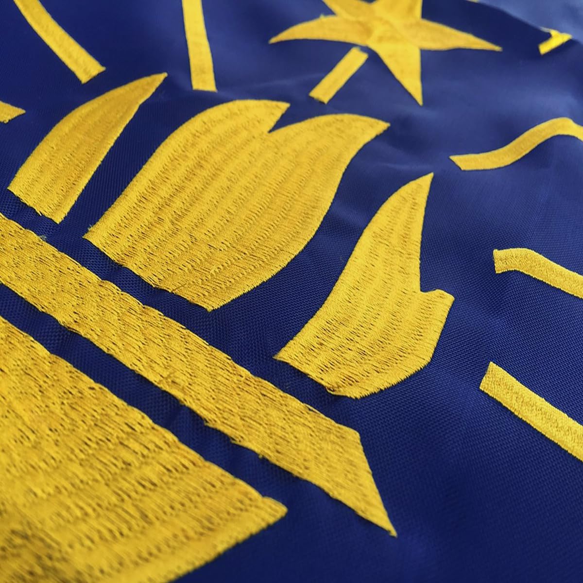 Indiana State Flag 3x5 Ft - 100% in USA, Premium Embroidered, Heavy Duty Nylon, Double Sewn Stripes and Sturdy Brass Grommets. Best American Indiana IN Flags Great for Indoor and Outdoor Decor