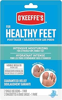 O'Keeffe's Healthy Feet Intensive Moisturizing Foot Mask, Hydrating Repair for Dry, Cracked Feet, One Pair Single-Use Sock...