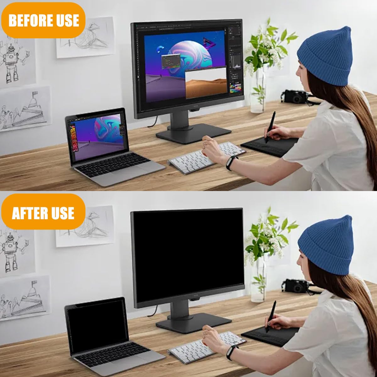 Pellicola protettiva per la privacy, schermo per monitor desktop widescreen 16:9, filtro antigraffio per la privacy da appendere da 20 pollici/21,5 pollici/24 pollici/27 pol(24 pollici 547*320 mm