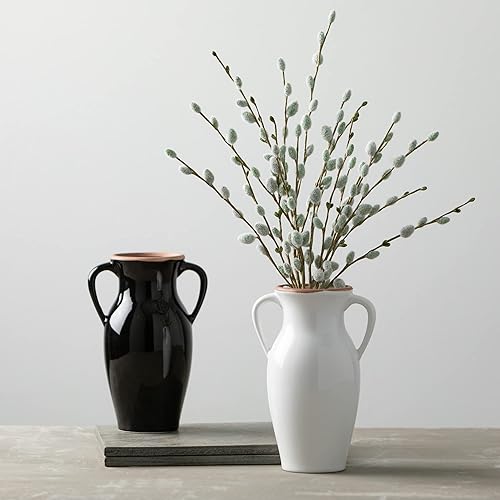 Vista 6 de Sullivans Jarrón moderno con asas, jarrones de cerámica modernos para tu sala de estar, oficina en casa y cocina, estante minimalista para flores