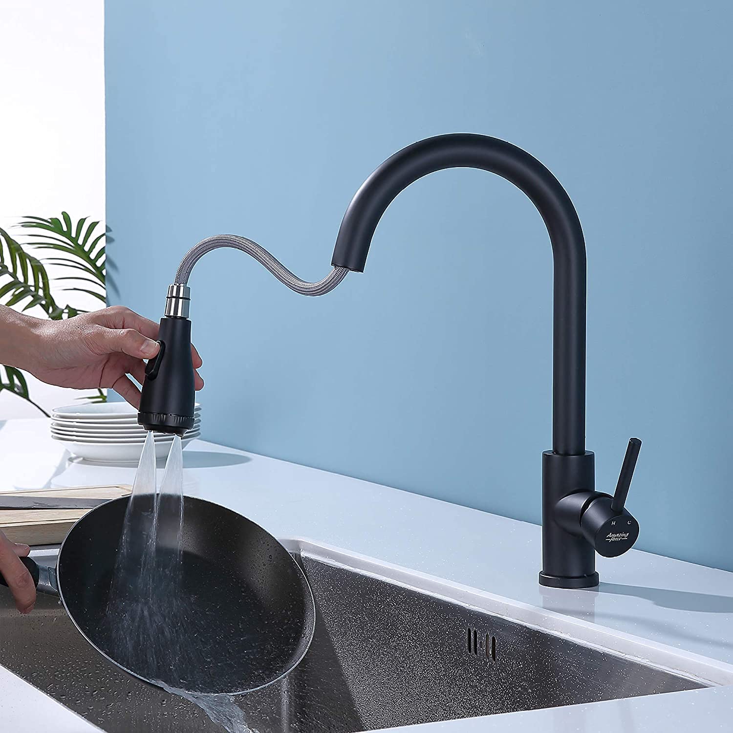 Buy Matte Black Kitchen Mixer TapAMAZING FORCE 4 Modes Kitchen Sink