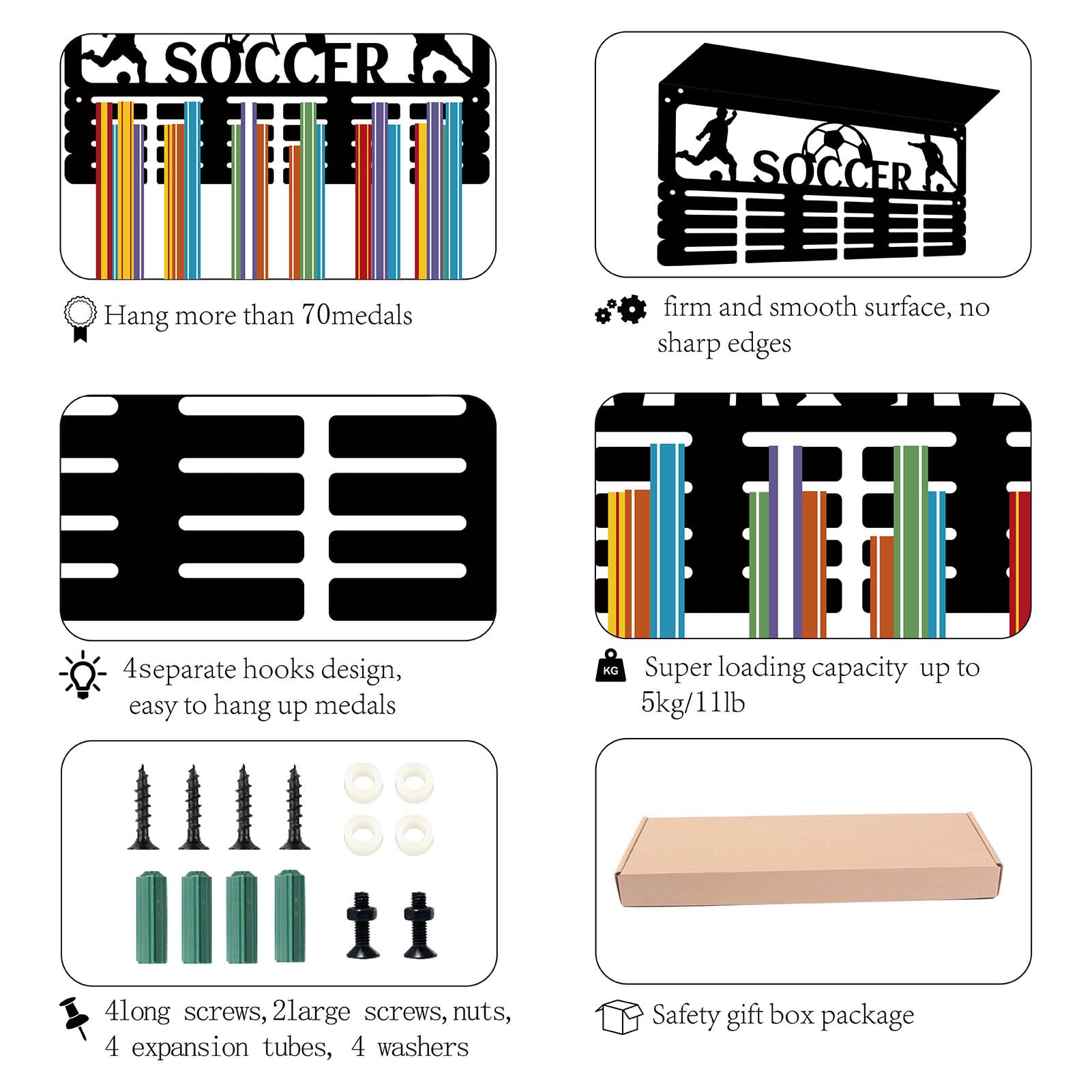 CREATCABIN Voetbal Medaille Hanger Display Trofeeplank CREATCABIN Voetbal Medaille Hanger Display Trofeeplank