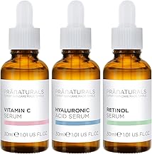 PraNaturals Skin Perfector Gesichtsserum Kit 3x30ml – Hyaluronsäure, Retinol & Vitamin C – Beseitigt Fältchen und Falten, Mit natürlichen Ölen und Vitaminen