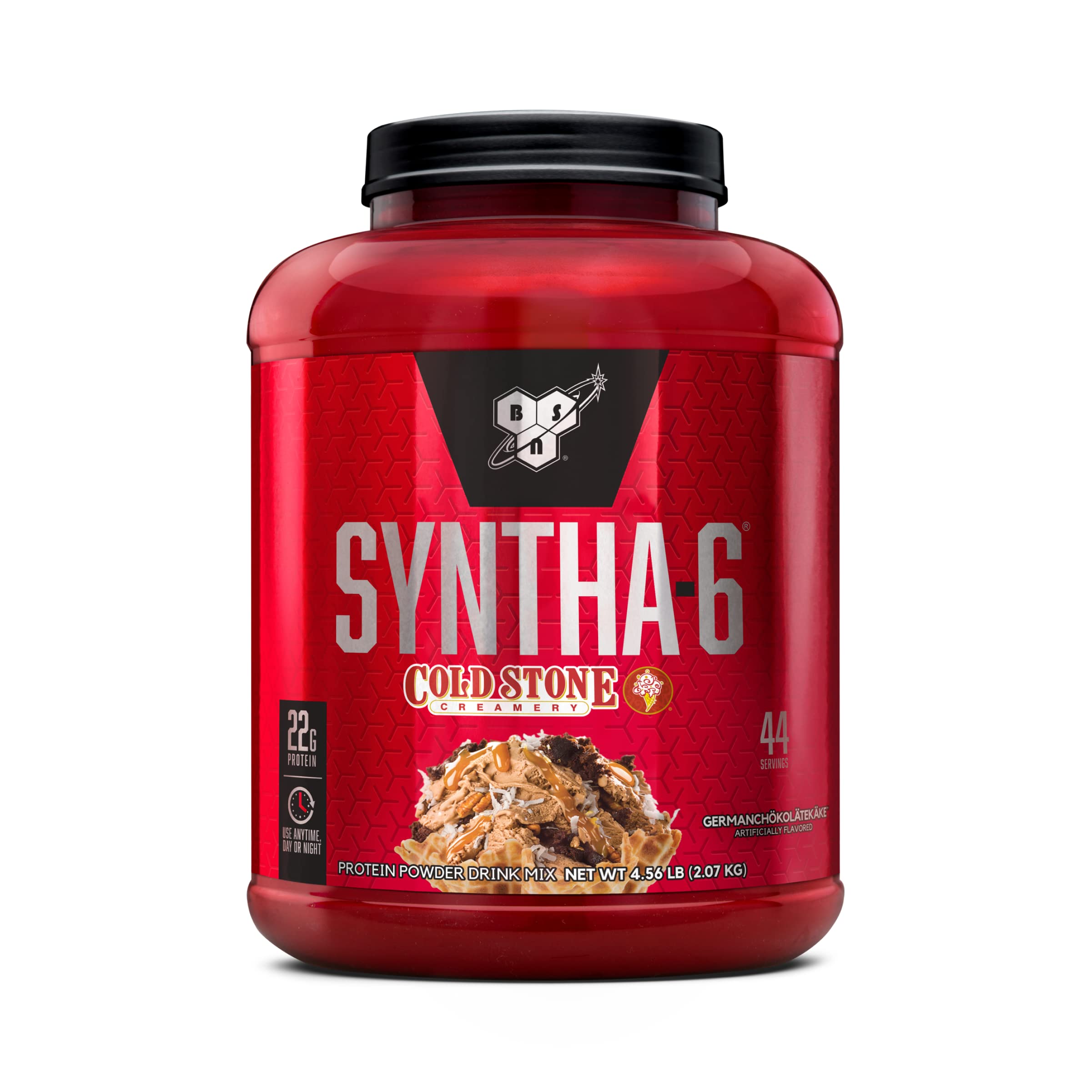 BSN Syntha-6 Whey Protein Powder, Cold Stone Creamery- Germanchökolätekäke Flavor, Micellar Casein, Milk Protein Isolate Powder, 44 Servings
