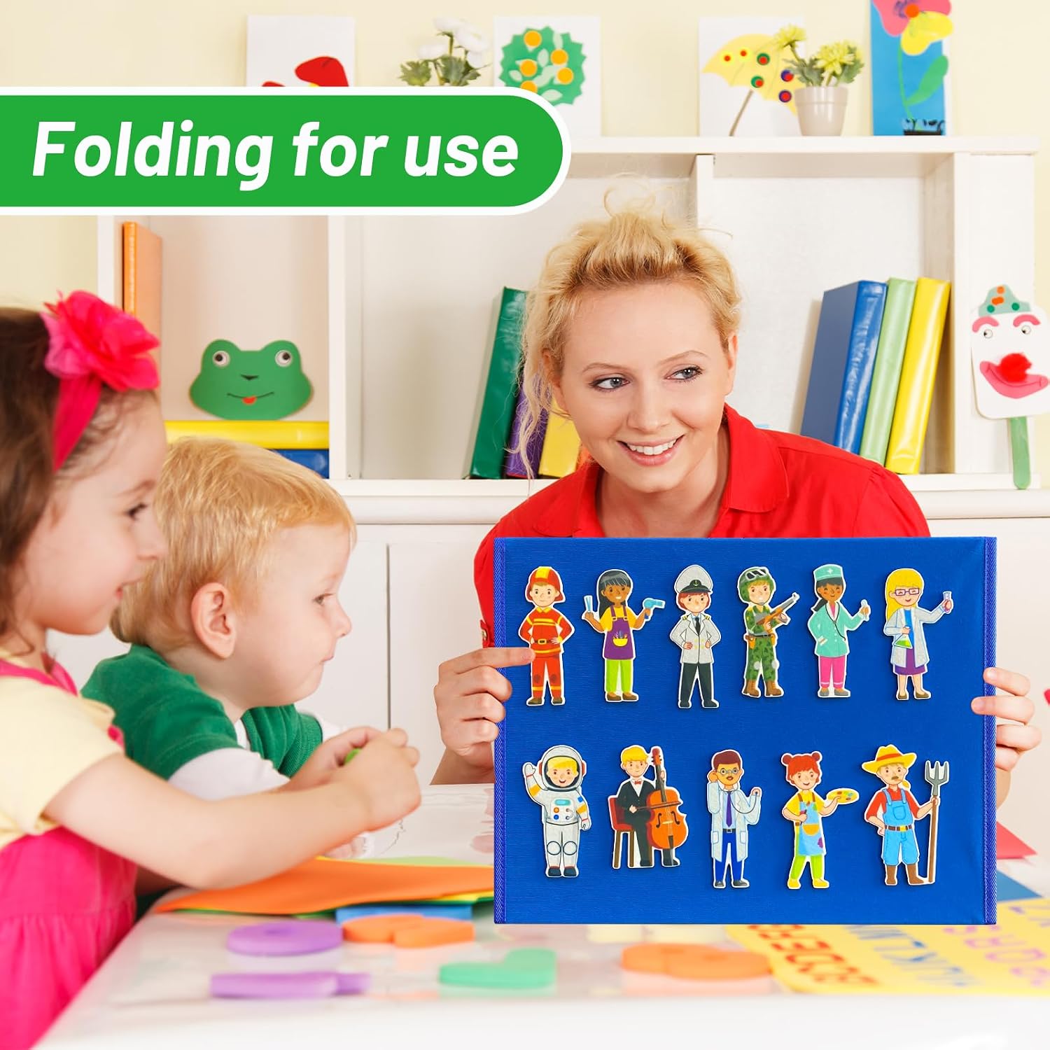 Felt Flannel Board 17 * 13 in,Felt Story Learning Board for Toddlers,Classroom,Preschool,Kiddie Corner, Foldable,Stand,for Walls,Gifts for Kids