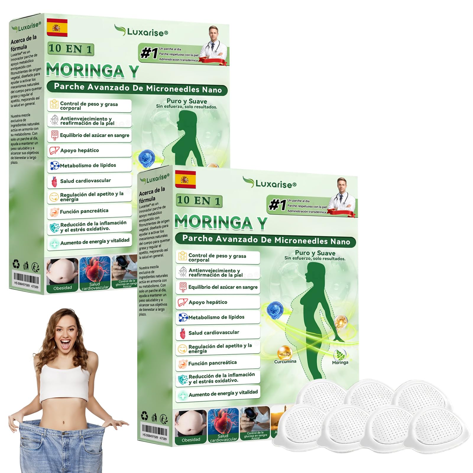 Luxarise 10 EN 1 Moringa Parche Avanzado, para hombres y mujeres (2 Caja)