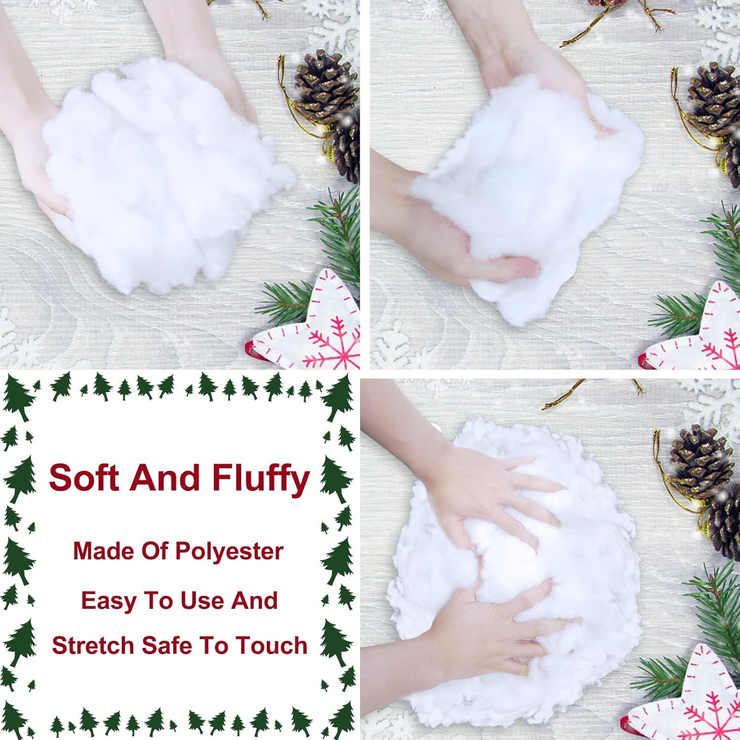 Fausse Neige Décorative Noël - Fibre De Coton, 160g, Ignifuge, Extensible Jusqu'à 6x - Pour Village Hiver, Sapin, Décoration Intérieure - 10