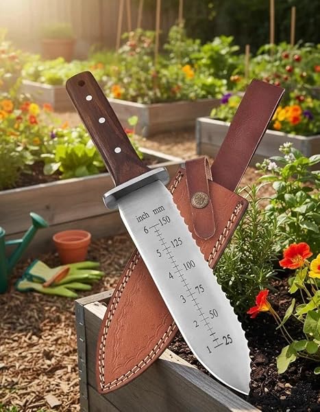 Gartenmesser mit Lederhülle