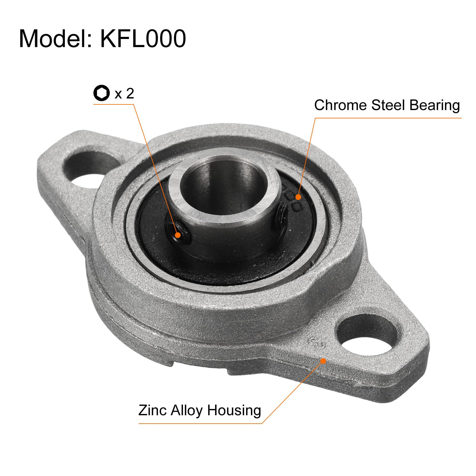 sourcing map Lot de 4 roulements à billes KFL000 à bride - alésage de 10 mm - En alliage de zinc - Roulements auto-alignés montés sur bride