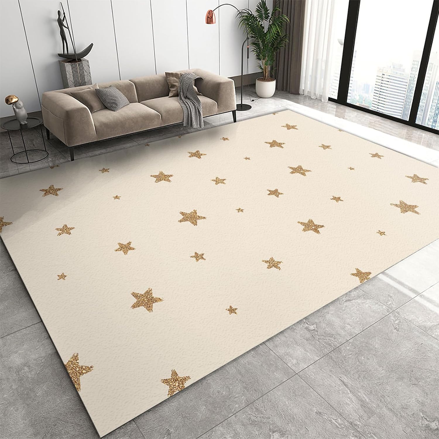 4x5 Area Rugs Golden Heart Shape Small Rugs for Bedroom, Creative Romantic Art Deco Low Pile are Not Stumbling Foot Kids Rugs for Playroom Living Room End Table Nursery