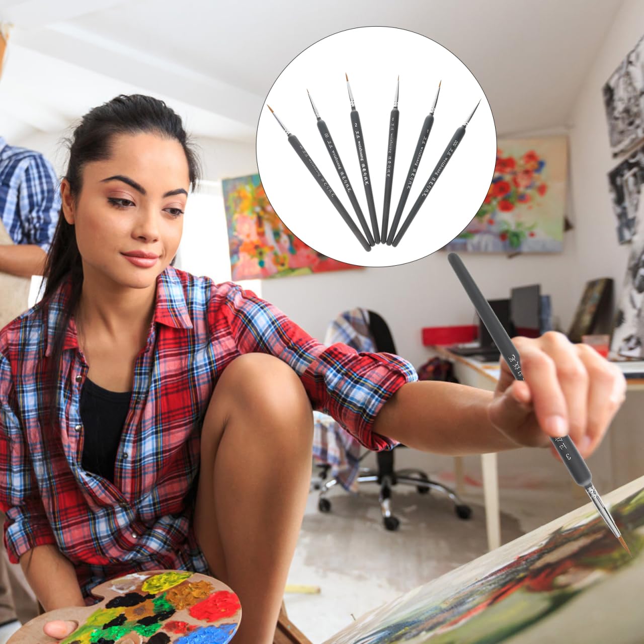 KIASON Set 10 Pennelli Miniatura Per Dettagli - Perfetti Per Modellismo, Acrilico, Warhammer E Pittura Ad Acqua