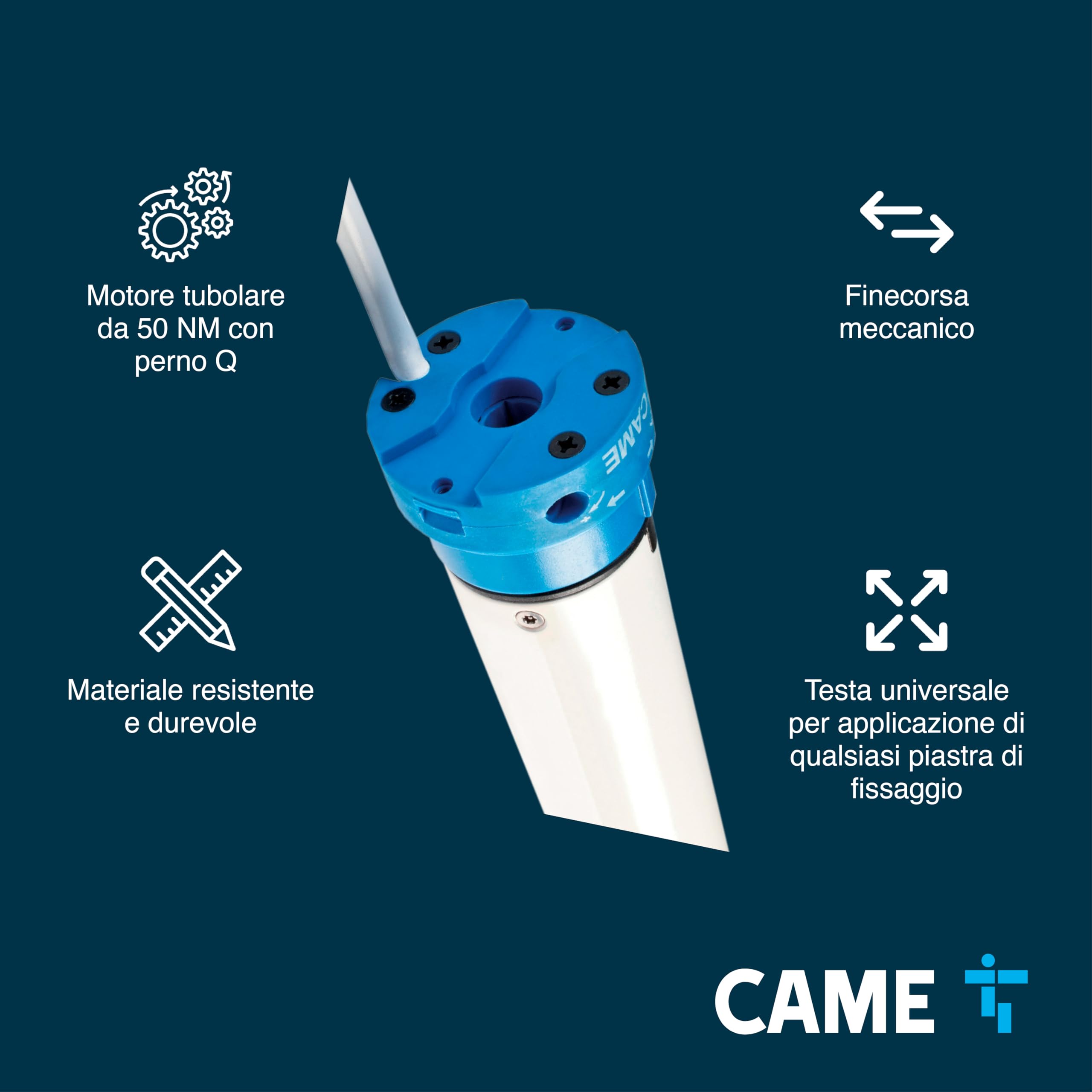 CAME Kit Motore Tubolare MONDRIAN 5 potenza 50NM con perno Q Set completo per l'automazione di tapparelle, schermi e tende da sole per migliorare il comfort e la gestione degli spazi