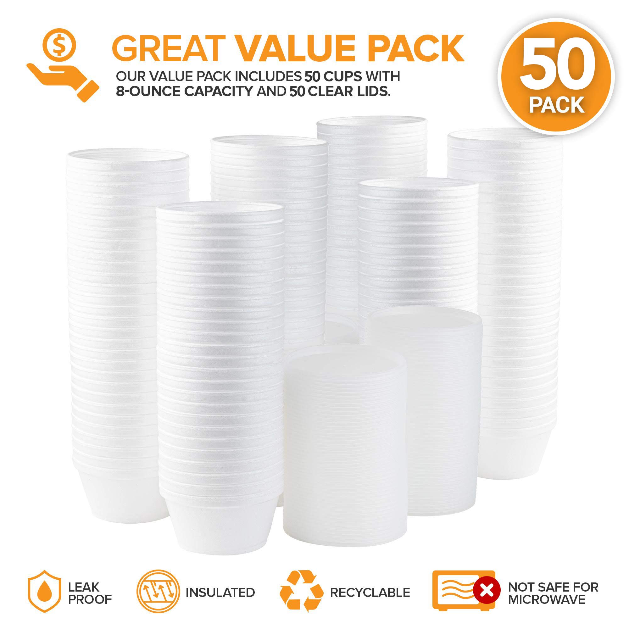 Buy Stock Your Home 8 Ounce Foam Bowls with Lids (50 Count) Styrofoam