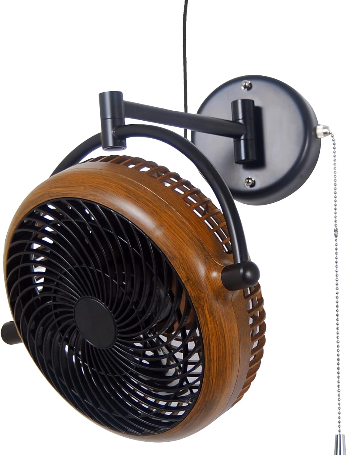 Vento VIVI-DC 10 In. Wall Mount Swivel fan with Folding Arm (Walnut)