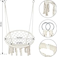 Vista 6 de Hamaca de macramé con kits de herramientas, silla colgante de punto hecha a mano para dormitorio, interior, exterior, balcón, patio, porche
