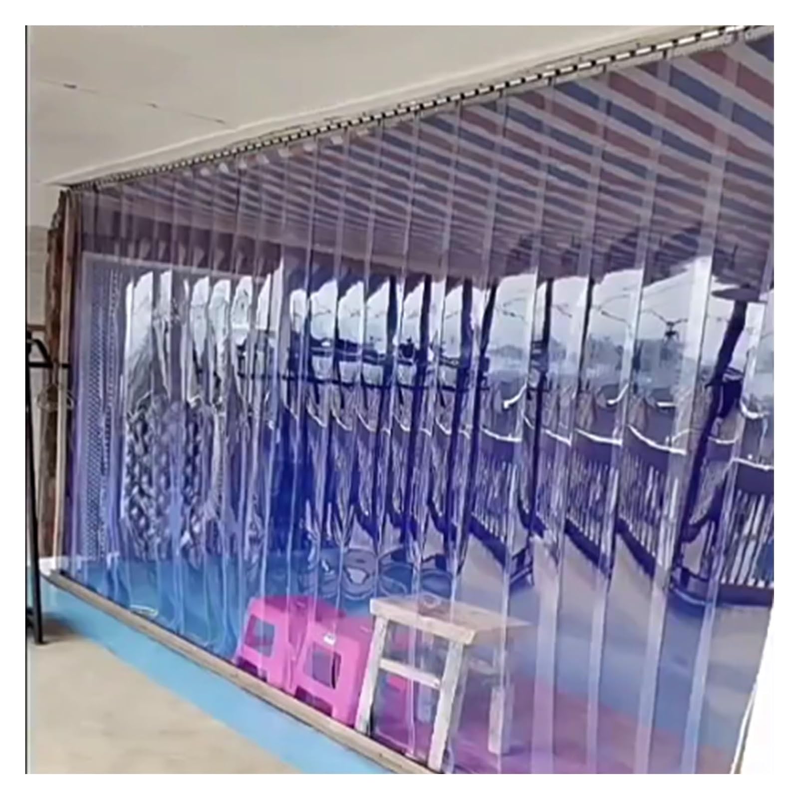 Rideau A Lamelles Stores Verticaux Rideaux D'extérieur Convient pour Le Salon Et La Cuisine Transparent Et Imperméable Convient pour Le Garage Jardin(47.24x98.43in/1.2x2.5m)