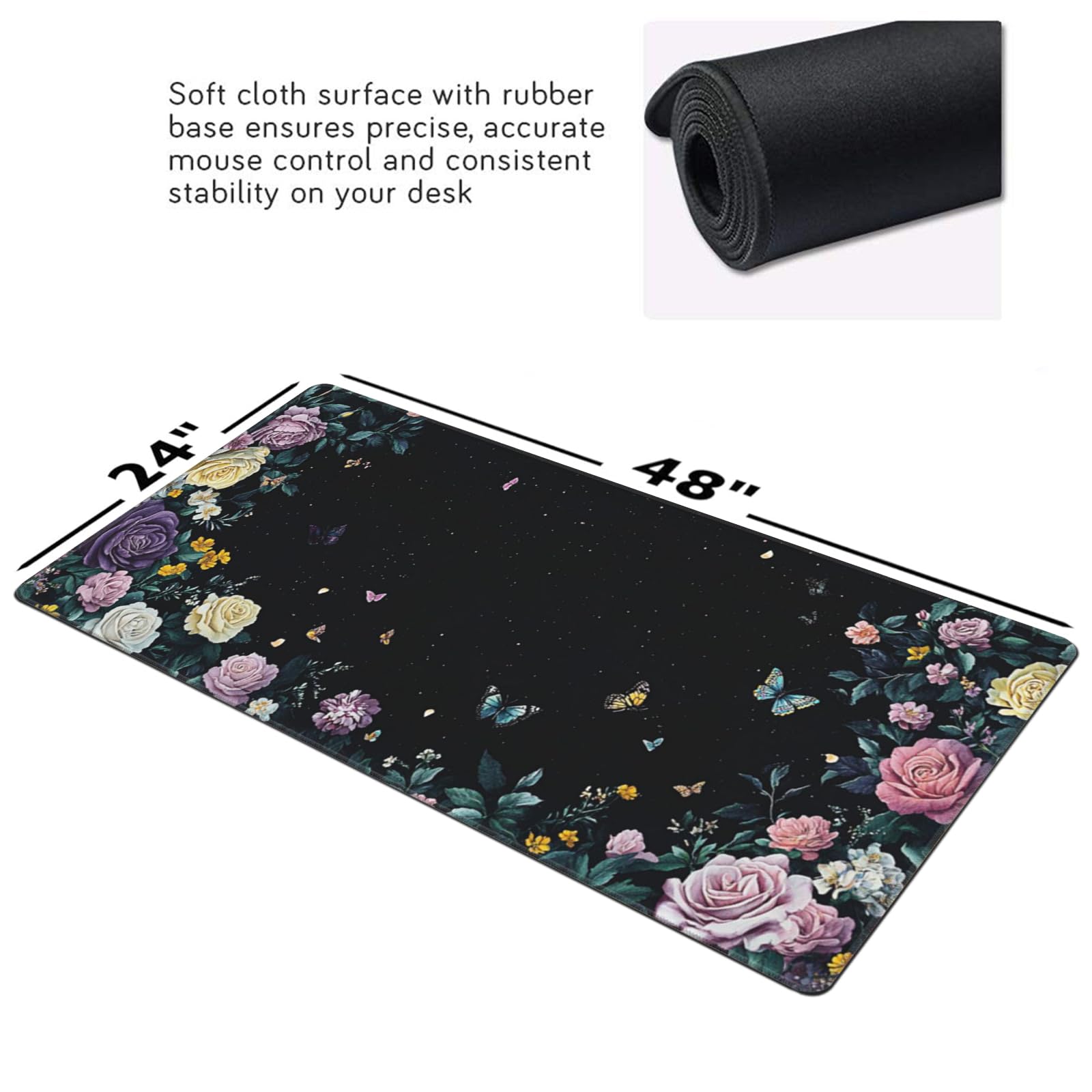 Alfombrilla de mouse para juegos y oficina, 48 x 24 pulgadas, extendida, 3XL, con bordes cosidos, base de goma antideslizante, alfombrilla de mouse gigante para laptop, teclado, PC, protector