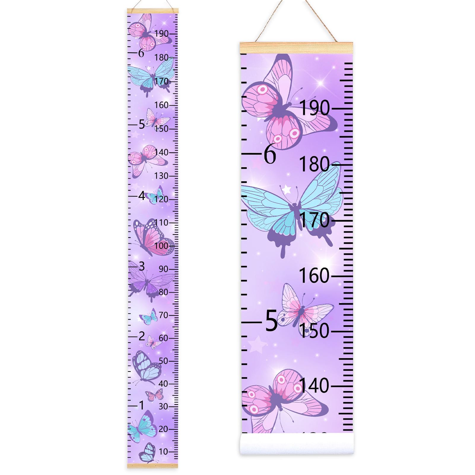 Beinou Baby Growth Chart for Wall Height Chart for Kids Wood Frame Measure Ruler 7.9in x 79in Canvas Hanging Height Measurement for Wall Decor