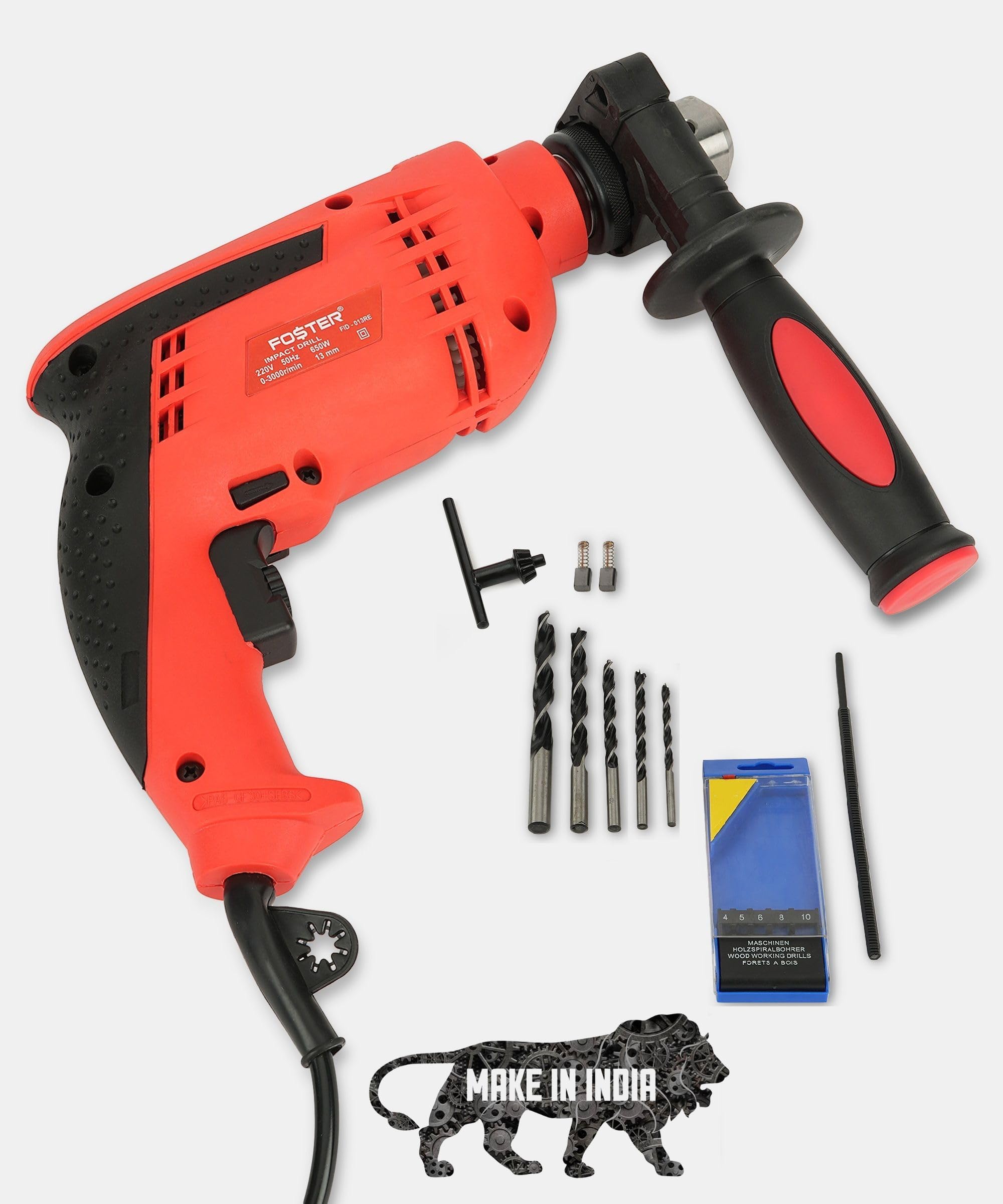 Foster Impact Drill Machine FID-13RE, 650W, Copper Armature, Chuck 13mm, 2800 RPM, 2 mode selector, Forward/Reverse with 6 variable speed setting