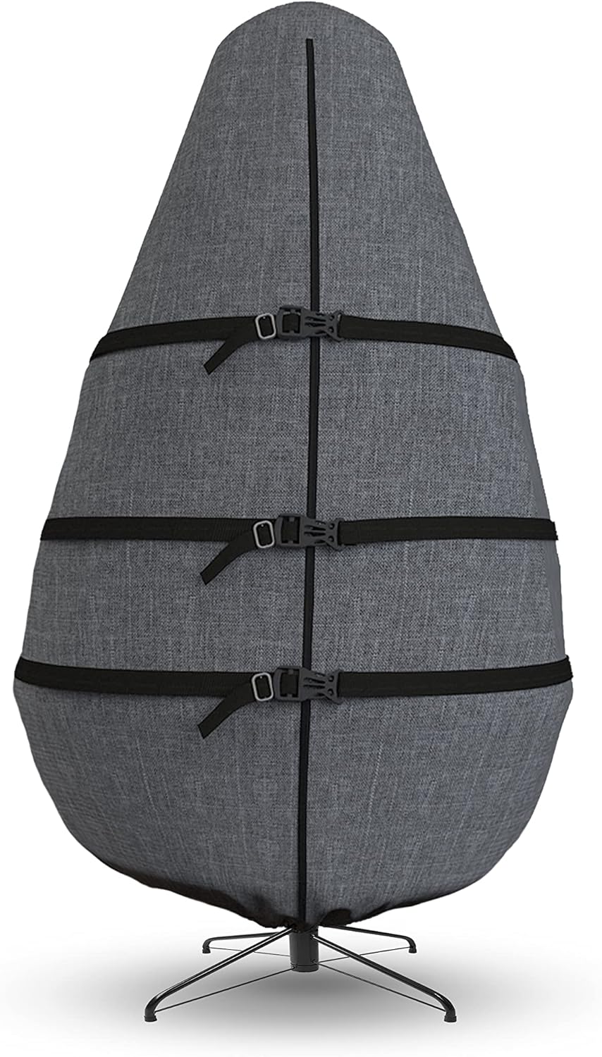 Covers & all Christmas Tree Upright Storage Bag, 8 oz Heavy Duty 600 Denier Water Repellant and UV Resistant Fabric with Buckle Straps, Zipper & Drawstrings (5’ feet, Charcoal Gray)