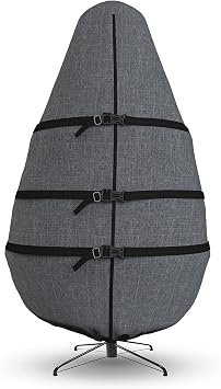 Covers & all Christmas Tree Upright Storage Bag, 8 oz Heavy Duty 600 Denier Water Repellant and UV Resistant Fabric with Buckle Straps, Zipper & Drawstrings 5 feet, Charcoal Gray