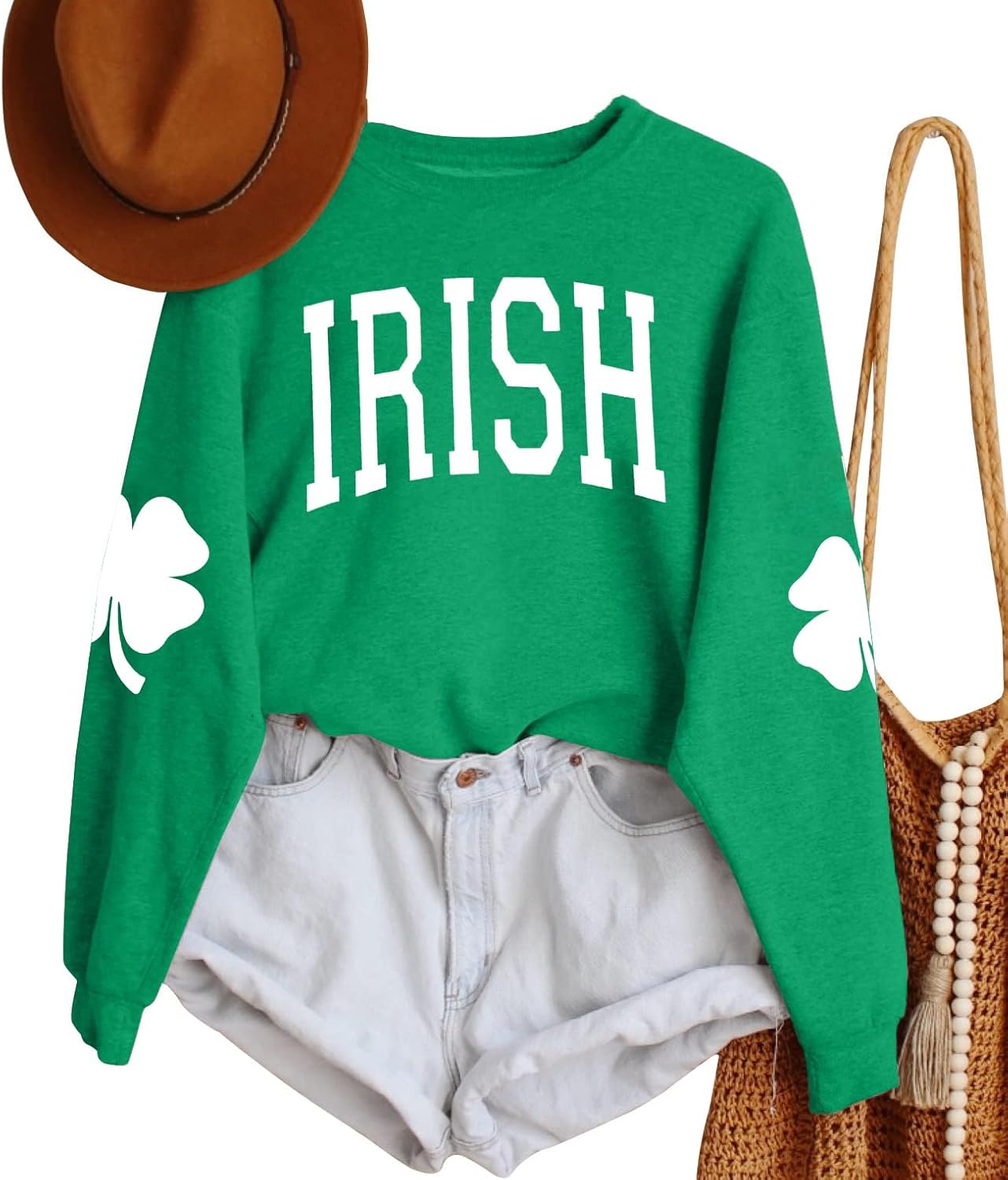 TAOHONG Women St. Patrick's Day Sweatshirts Shamrock Shirt Clover Printed Long Sleeve Irish Gift Casual Loose Fit Tops - Image 6