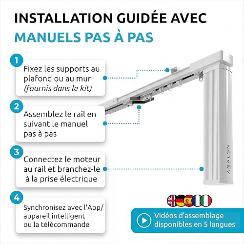 ABALON Rail à Rideaux Motorisé WiFi (4 mètres, blanc) - 5